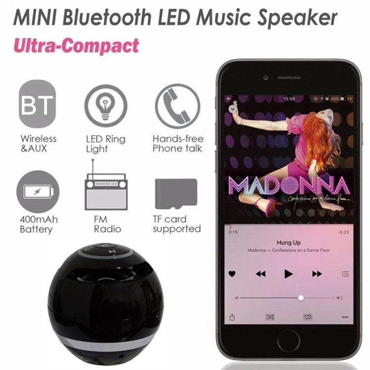 T&G A18 Ball Bluetooth Speaker with LED Light Portable Wireless Mini Speaker Mobile Music MP3 Subwoofer Support TF T&G A18 Ball Bluetooth Speaker with LED Light Portable Wireless Mini Speaker Mobile Music MP3 Subwoofer Support TF