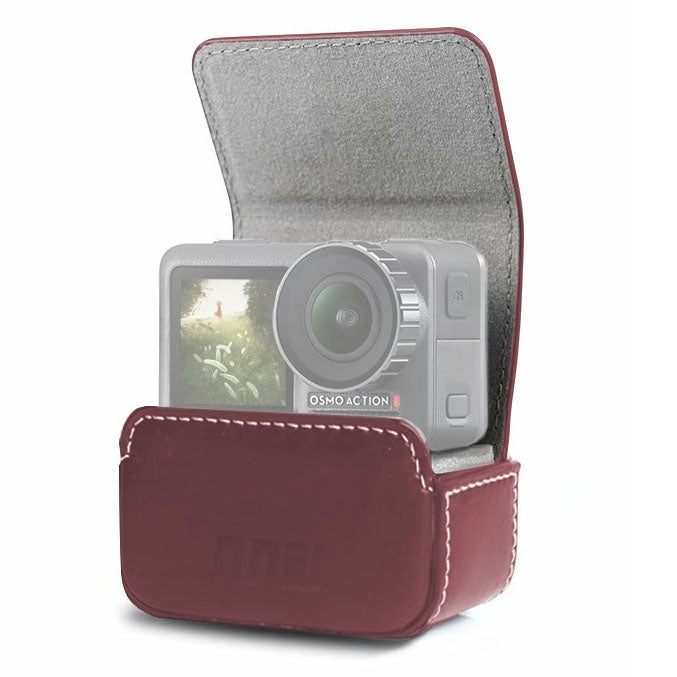 Estuche de cuero mini impermeable para almacenamiento y transporte para DJI OSMO Action / GoPro / SJCAM / Xiaomi Mi Jia, negro, café Estuche de cuero mini impermeable para almacenamiento y transporte para DJI OSMO Action / GoPro / SJCAM / Xiaomi Mi Jia, negro, café