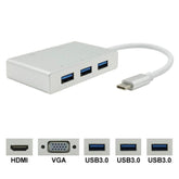 USB C to HDMI VGA USB Hub Adapter 5 in 1 USB 3.1 Converter for Laptop for MacBook,ChromeBook Pixel,Huawei MateBook, HDMI+VGA+3xUSB3.0 to Type-C