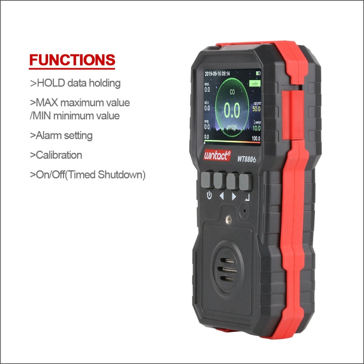 WINTACT WT8806 Carbon Monoxide Monitor Professional Rechargeable Gas Sensor High Sensitive Poisoning Sound-light Vibration Alarm CO Detector WINTACT WT8806 Carbon Monoxide Monitor Professional Rechargeable Gas Sensor High Sensitive Poisoning Sound-light Vibration Alarm CO Detector