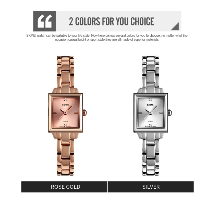 SKMEI 1407 Business Fashion Watch with Diamonds Delicate and Elegant Square Zinc Alloy Quartz Watch for Women SKMEI 1407 Business Fashion Watch with Diamonds Delicate and Elegant Square Zinc Alloy Quartz Watch for Women