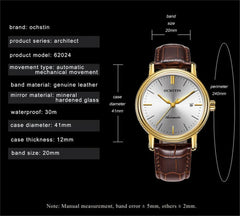 Ochstin 2024 Automatic Mechanical Watch Men Waterproof Calendar Leather Business Mechanical Men Watch