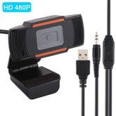HXSJ A870 Webcam HD 480P PC Camera with Absorption Microphone MIC for Skype for Android TV Rotatable Computer Camera USB Web Cam, 480P