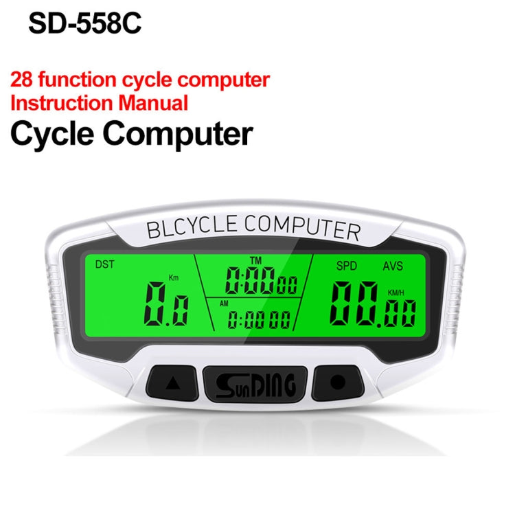 SUNDING SD-558C Bicycle Computer Wireless Digital LCD Backlight Road Speedometer Stopwatch Speedometer, SD-558C SUNDING SD-558C Bicycle Computer Wireless Digital LCD Backlight Road Speedometer Stopwatch Speedometer, SD-558C