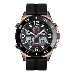 SKMEI 1538 Multi-Function Time Large Dial Steel Belt Men Casual Sports Electronic Watch