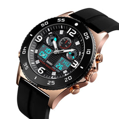 SKMEI 1538 Multi-Function Time Large Dial Steel Belt Men Casual Sports Electronic Watch
