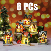 1~6pcs LED Night Light Christmas Ornaments 2024 Luminous Castle Snow House Sculpture Xmas Decoration for Home New Year Navidad