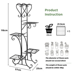 5 Tier Extra Large Indoor Outdoor Metal Plant Stand Shelf Anti Rust Iron Garden Flower Pot Holder Rack