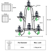 6 Tier Metal Plant Stand, Garden Patio Flower Rack, Step Design, Outdoor, Indoor, Wrought Iron