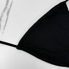 2025 New Women's Solid-color Separate Beach Wear Sexy Halter Three-point Bikini Backless Adjustable Lace-up Swimsuit