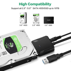 USB 3.0 to SATA Cable SATA III Hard Drive Adapter Converter for 2.5" 3.5" SSD HDD Hard Drive Disk with 12V/2A Power Adapter