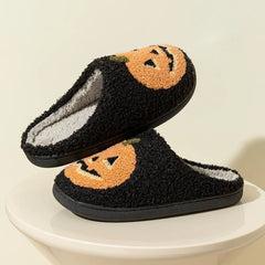 Cute Funny Halloween Women's Slippers Cartoon Pumpkin Indoor Warm Soft Sole Comfy Slipper Breathable Leisure Home Plush Shoes
