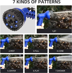100ft Expandable Garden Hose, Flexible and Lightweight Water Hose with High Pressure Nozzle, Durable and Tangle-Free (Blue)