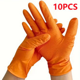 Heavy Duty Orange Nitrile Gloves 8Mil Industrial Disposable Gloves with Diamond Textured Grip for Mechanic Safety & Work Gloves