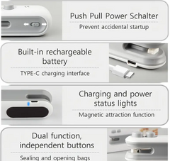 Mini Bag Sealer – USB Rechargeable Snack Packaging Sealer with Built-In Magnet | Portable Handheld Heat Sealing Machine for Chips, Cookies & Food Storage