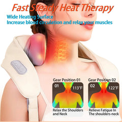 20W Beige Neck And Shoulder Massager Wireless Shoulder And Back Kneading Massage Shawl Trapezius Neck Cervical Masajeador