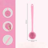 Double-Sided Silicone Back Scrubber Long Handle Long Handle Body Bath Brush Mud Back Scrubber Shower Massage Exfoliation Brush