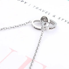 2024 New Valentine's Day Gift Custom for Women Double Heart Engraved Name Steel Necklace Eternal Rose Box Wedding Ring Box