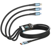 100W Fast Charging Cable Multi Charger Cable Nylon Braided Multiple USB Universal 3 in 1 Charging Cord Adapter with Type-C Micro