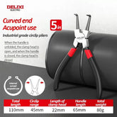 DELIXI ELECTRIC 5-In Circlip Pliers,Needle nose Pliers,Retaining Ring Pliers,for Removing Installing Puller Locking Rings Shafts