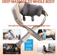 20W Beige Neck And Shoulder Massager Wireless Shoulder And Back Kneading Massage Shawl Trapezius Neck Cervical Masajeador