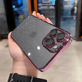 Luxury Clear Electroplated Glitter Cases For iPhone 12 13 14 15 Pro Max 15 Plus Plating Transparent Case Shockproof Hard Cover