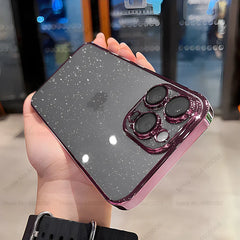 Luxury Clear Electroplated Glitter Cases For iPhone 12 13 14 15 Pro Max 15 Plus Plating Transparent Case Shockproof Hard Cover