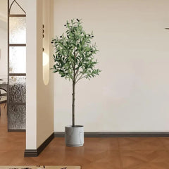 5FT Large Artificial Faux Olive Tree Fake Potted Olive Silk Tree Green Leafs Big Tree Branch For Home Office Party Outdoor Decor