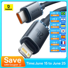 Baseus USB Type C PD 20W Cable for iPhone 14 13 12 Pro X 8 Fast USB C Cable for iPhone Charging Cable USB Type C Cable Wire Code
