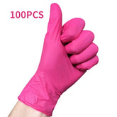 50/100PCS Disposable Pink Nitrile Gloves for Hairdressing Manicure Washing Cars Waterproof Dishwashing Kitchen Tools Latex Free