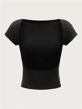 Women's O-neck Backless T-shirt Short Sleeve Solid Color Crop Top Summer Cute Baby Tee Y2K Clothes Bodycon Tunics Fashion Tank