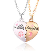 2PCS Mother and Daughter Matching Magnetic Heart Pendant Necklace Set Mother's Day Gift