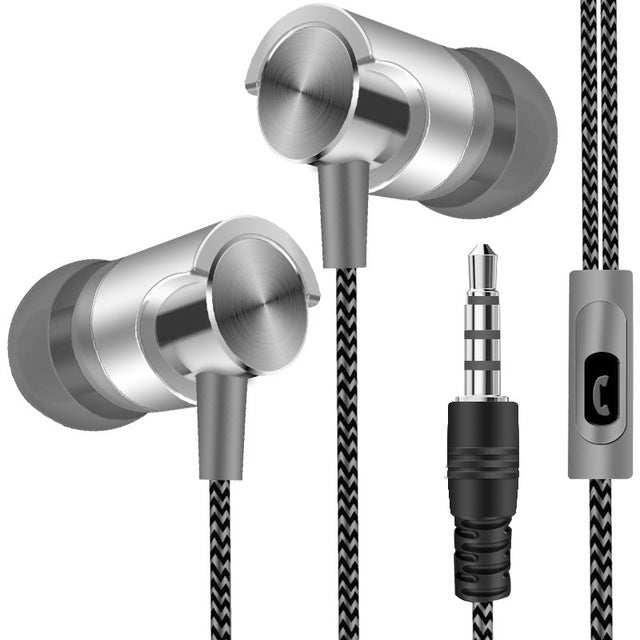 Metal Wired Earphone Super Bass Sound Headphones In-Ear Sport Headset with Mic for Xiaomi Samsung Huawei Metal Wired Earphone Super Bass Sound Headphones In-Ear Sport Headset with Mic for Xiaomi Samsung Huawei