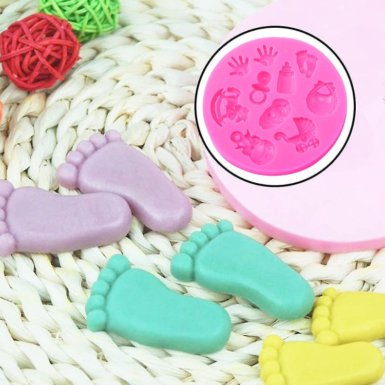 2 PCS Baby Hand Foot Shape DIY Mold Fondant Silicone Cake Chocolate Mold Baking Tool, Foot Shape 2 PCS Baby Hand Foot Shape DIY Mold Fondant Silicone Cake Chocolate Mold Baking Tool, Foot Shape