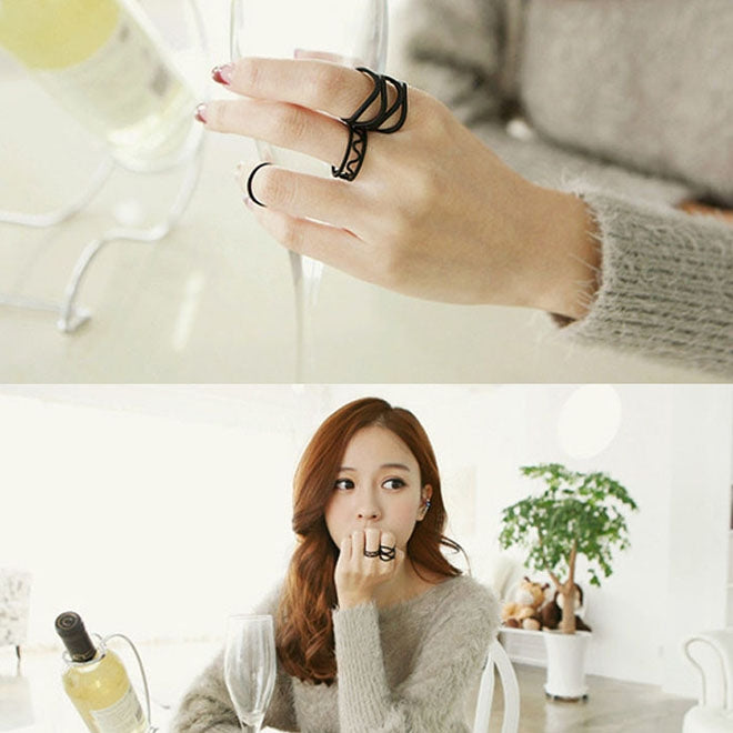 3 PCS Women Punk Black Matte Ring Set 3 PCS Women Punk Black Matte Ring Set