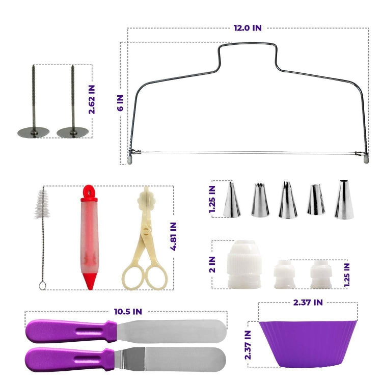 106 in 1 Cake Turntable Set Stainless Steel Decorating Mouth Cake Decorating Baking Tool, 106 PCS/Set Purple, 106 PCS/Set Blue 106 in 1 Cake Turntable Set Stainless Steel Decorating Mouth Cake Decorating Baking Tool, 106 PCS/Set Purple, 106 PCS/Set Blue