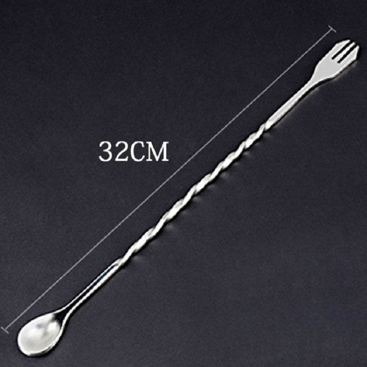 2 PCS Stainless Steel Long Handle Fork Spoon Cocktail Ice Stirrer Double Head Wine Mixing Stick 2 PCS Stainless Steel Long Handle Fork Spoon Cocktail Ice Stirrer Double Head Wine Mixing Stick