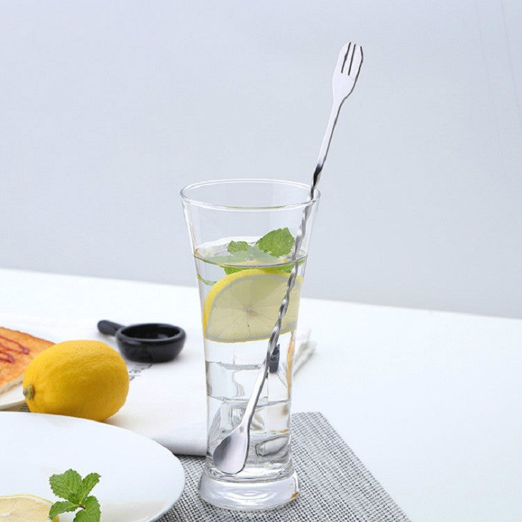 2 PCS Stainless Steel Long Handle Fork Spoon Cocktail Ice Stirrer Double Head Wine Mixing Stick 2 PCS Stainless Steel Long Handle Fork Spoon Cocktail Ice Stirrer Double Head Wine Mixing Stick