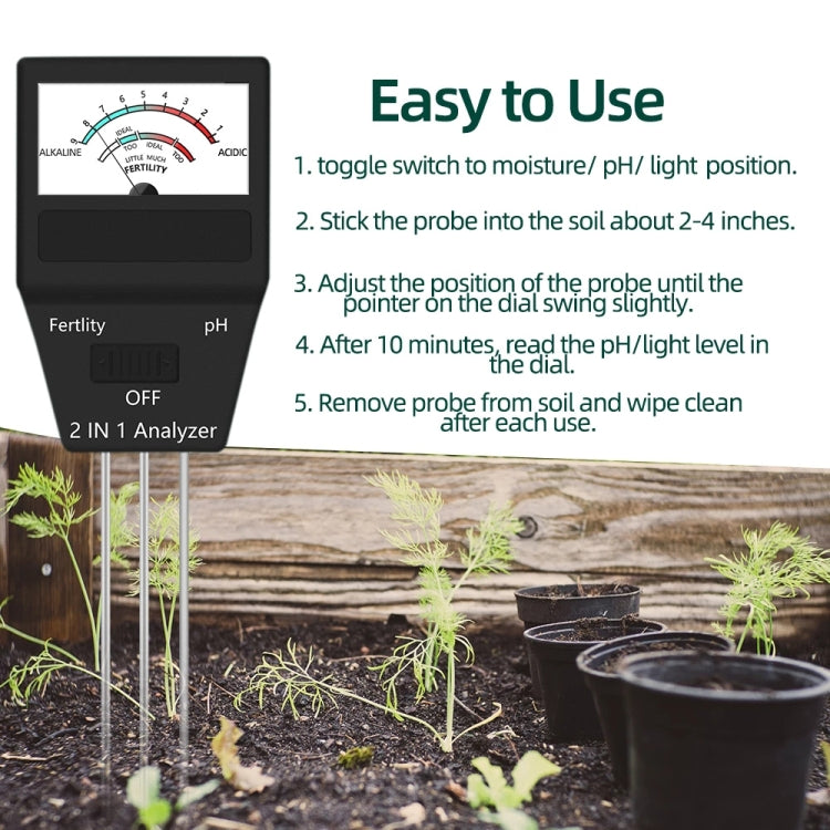 2 in 1 Soil PH Meter Fertility Tester Instrument Gardening Tools with 3 Probes, 2 in 1 2 in 1 Soil PH Meter Fertility Tester Instrument Gardening Tools with 3 Probes, 2 in 1