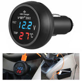 3 In 1 Car USB Charger Car Cigarette Lighter With Voltage Detection Display Multi-function Monitoring Table