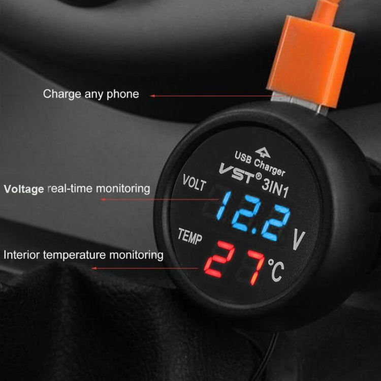 3 In 1 Car USB Charger Car Cigarette Lighter With Voltage Detection Display Multi-function Monitoring Table 3 In 1 Car USB Charger Car Cigarette Lighter With Voltage Detection Display Multi-function Monitoring Table