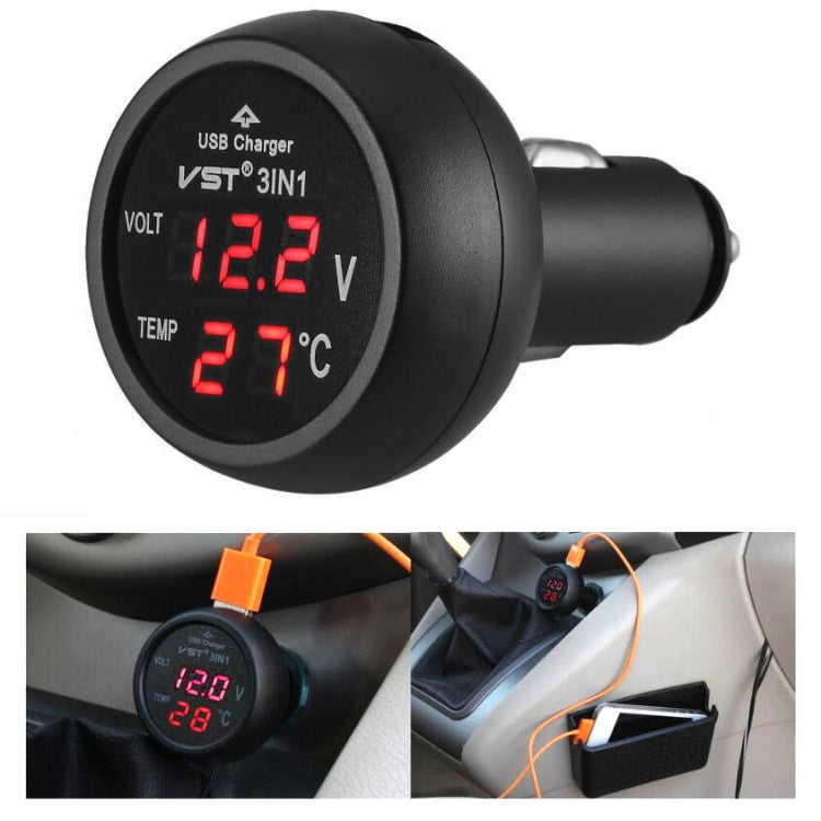 3 In 1 Car USB Charger Car Cigarette Lighter With Voltage Detection Display Multi-function Monitoring Table 3 In 1 Car USB Charger Car Cigarette Lighter With Voltage Detection Display Multi-function Monitoring Table