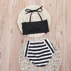 Cute Baby Girl Bikini Striped Triangle Bow Bathing Suit Proud Princess Beachwear