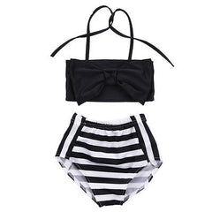 Cute Baby Girl Bikini Striped Triangle Bow Bathing Suit Proud Princess Beachwear