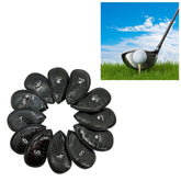 12 in 1 PU Leather Golf Club Cap Set, Black Litchi Texture