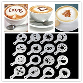 32 PCS Coffee Stencil Filter Coffee Maker Cappuccino Mold Templates Strew Flowers Pad Spray Art Baking Tools, 32 PCS