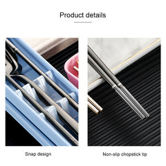 Stainless Steel Tableware Student Office Worker Portable Tableware Set, 2 PCS / Set Silver, 3 PCS / Set Silver, 2 PCS / Set Gold, 3 PCS / Set Gold, 2 PCS / Set Rose Gold, 3 PCS / Set Rose Gold, 2 PCS / Set Black, 3 PCS / Set Black