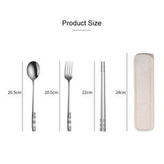 Stainless Steel Tableware Student Office Worker Portable Tableware Set, 2 PCS / Set Silver, 3 PCS / Set Silver, 2 PCS / Set Gold, 3 PCS / Set Gold, 2 PCS / Set Rose Gold, 3 PCS / Set Rose Gold, 2 PCS / Set Black, 3 PCS / Set Black
