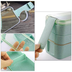 900ml 3 Layers Bento Box Lunch Box Food Container Wheat Straw Material Microwavable Dinnerware Lunchbox
