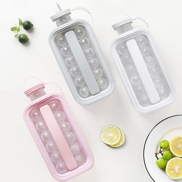 2 in 1 Round Ice Cube Mold Portable Ice Ball Maker Bottle Kettle with Lid White, 17 Grid 2 in 1 Round Ice Cube Mold Portable Ice Ball Maker Bottle Kettle with Lid White, 17 Grid